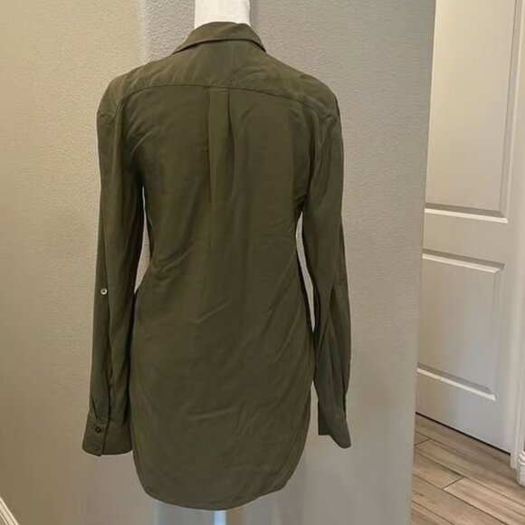 Zara Olive Green Long Sleeve Tunic Blouse - Picture 2 of 4
